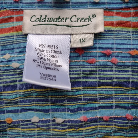 Coldwater Creek Colorful Textured Zip Jacket Lightweight Boho 1X - Picture 3 of 10